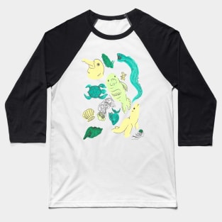 Cute Ocean Life Pattern Baseball T-Shirt